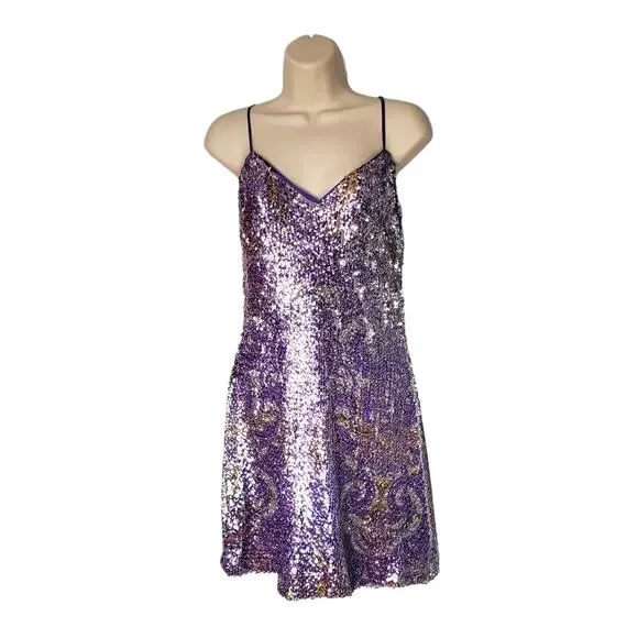 gold sparkly dress fringe Lilac Luxury Rhinestone Sequin Feather Prom Dress main image 0